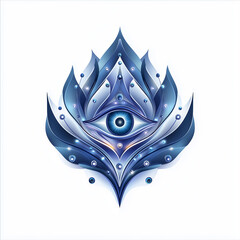  Abstract blue eye with ornate details on white background