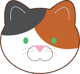 緑の目をした三毛猫の顔