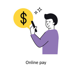 Online Pay Concept vector illustration.  isolated on white Background.
