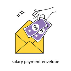 Salary Payment Envelope Concept vector illustration.  isolated on white Background.