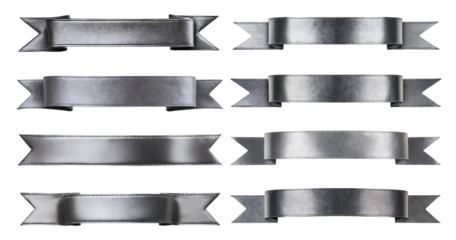 Elegant Gray Ribbons for Decorations and Design Elements, isolated on transparent background