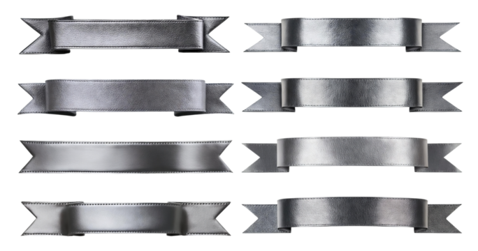 Elegant Gray Ribbons for Decorations and Design Elements, isolated on transparent background