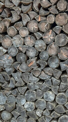 Stacked firewood logs for cozy winter fires, sustainable energy, rustic home decor, autumn preparation