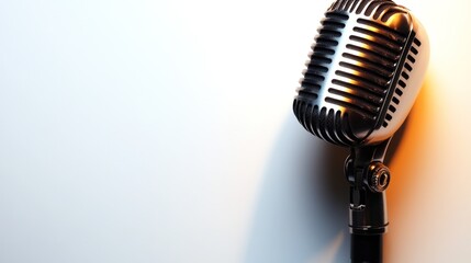 Fototapeta premium Vintage Microphone on White Background: A Classic Recording Studio Aesthetic