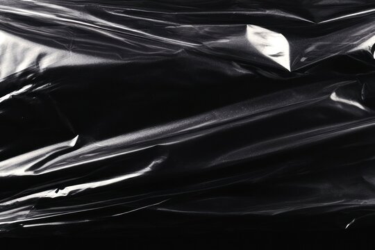 Wrinkled plastic wrap texture background wrinkled black.