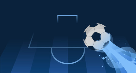 Soccer ball on blue background. Soccer background design. Soccer ball vector illustration. Football design. Soccer stadium illustration. Soccer field illustration
