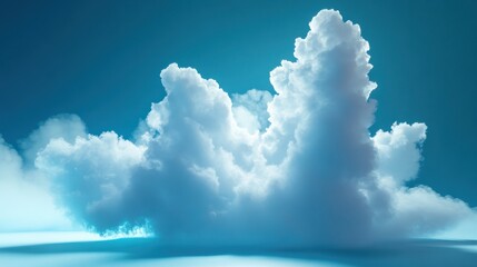 Creative glowing polygonal cloud on blue background. Cloud computing and data concept. 3D Rendering.