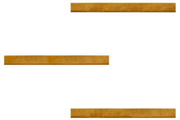 Three empty simple minimalist shelves made of light wood is isolated with copy space.