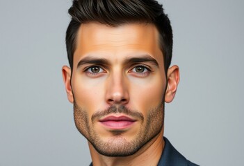Obraz premium Portrait of a glamorous man with a strong jawline and chiseled facial features