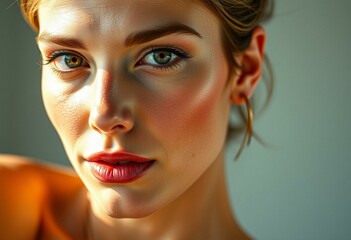 Photorealistic portrait of a woman with masculine features