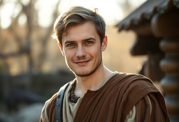 Fototapeta premium Male medieval portrait with soft natural light