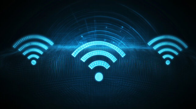 Neon icons of wifi signal. Circle symbol of sound wave, wireless internet or radio. Abstract sign of digital sonic technology, vector set isolated on transparent background