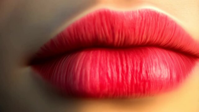 Woman with red lips closeup