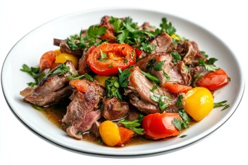 Fototapeta premium Delicious Lamb Stew with Roasted Vegetables Recipe