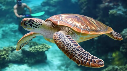 Obraz premium close-up of a sea turtle swimming in the sea