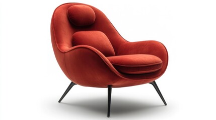Naklejka premium Elegant Red Velvet Armchair with Modern Design