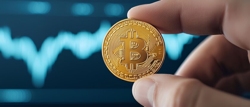 Cybernetic Trader Analyzing Cryptocurrency Trends and Bitcoin Market Growth