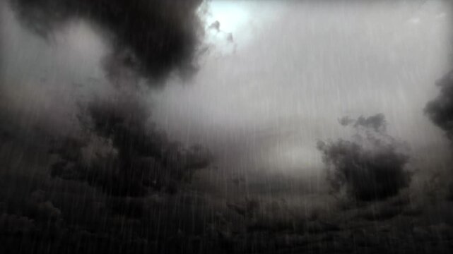 timelapse video of rain thunderstorm with lightings and massive clouds