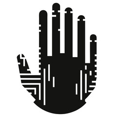 vector of a hand icon made of glitch effect 