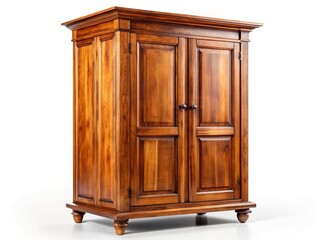 Brown Wooden Wardrobe Cabinet, Isolated on Transparent Background - Stock Photo