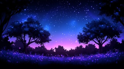 EnchantedTwilightForestMagicalNightStarscapeFantasyNature