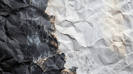 Crumpled Black and White Paper Texture Background