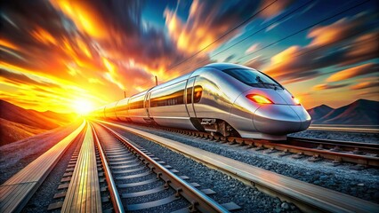 Obraz premium High-Speed Train Generating Intense Heat at its Front due to Air Pressure