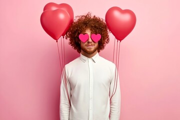 Valentine's day greeting from man or for man: remarkable bold image of loving caucasian young guy. Love confession. Commercial ad campaign visual idea. Dating commercial. Beautiful couple.