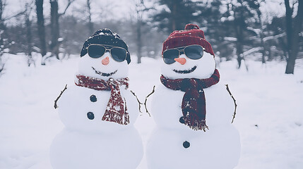 Cool Snowmen Duo Winter Day Celebration