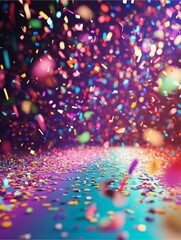 Rainbow Confetti Burst: A vibrant explosion of colorful confetti fills the frame, creating a joyous and celebratory atmosphere.
