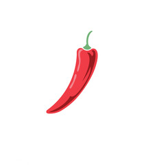 Vector st illustration of a spicy chilli peppers with white flame. Cartoon red chilli for mexican or thai food. Devil chili