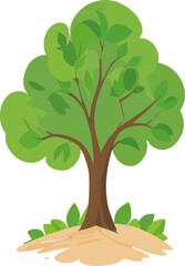 Obraz premium Green Tree Cartoon Illustration