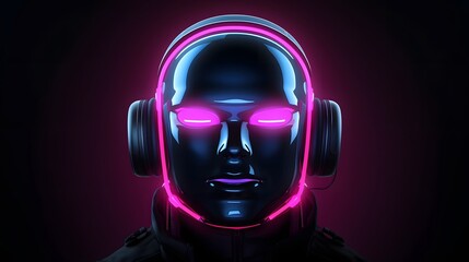 Futuristic digital assistant chatbot icon with abstract neon style interface elements  of a intelligence powered virtual agent or software technology concept