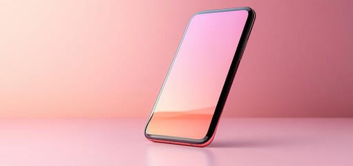 Elegant Pink Smartphone Mockup on a Soft Background