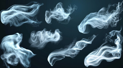 Fototapeta premium Wind, white smoke or cold air motion effect isolated on transparent background. Vector realistic illustration of abstract wind flows, dust flows or scratch lines