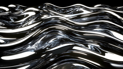 Abstract liquid metal waves, chrome texture background.  Perfect for futuristic, technology, or design projects.