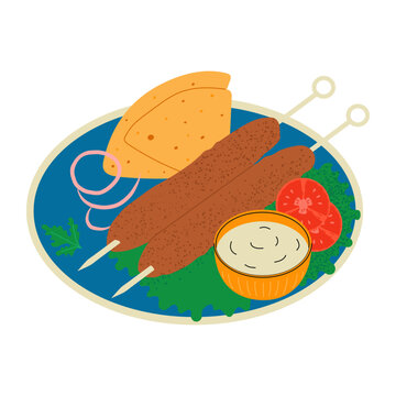 kebab plate with tomatoes and sauce clip art preview