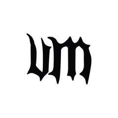 VM monogram logo design letter text name symbol monochrome logotype alphabet character simple logo