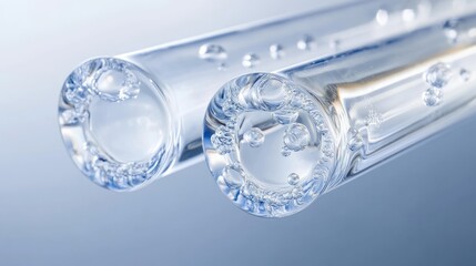 Close-up of water flowing through a transparent pipe with no air bubbles