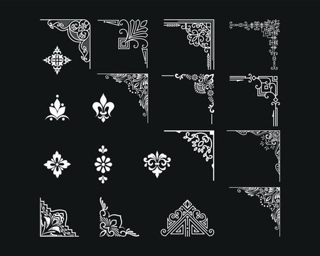 Gold vintage baroque corner ornament retro pattern antique style acanthus. Decorative design element filigree calligraphy vector. Vintage frame corner. Framer corner. Vintage Corners.