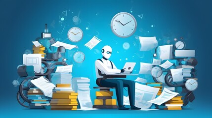 A contemporary office professional utilizing an AI driven chatbot to enhance their productivity streamline daily tasks and optimize their workflow in a dynamic technology driven workplace