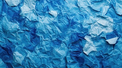 Obraz premium Crumpled Blue Paper Texture Background Design (25)