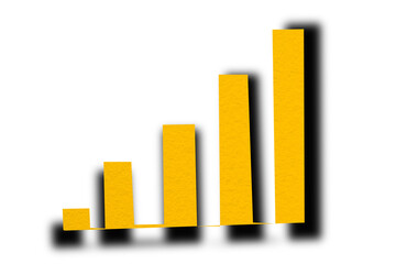 Yellow arrow graph pointing up shows financial chart, transparent background.