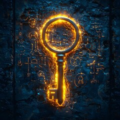 Radiant Key Unlocking a Glowing Door with Symbols of Various Disciplines  Symbolizing Access to Universal Knowledge