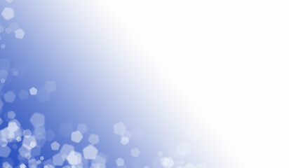 Blue and white abstract hexagonal bokeh background with soft gradient and blurred light effect with copy space