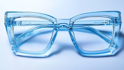 Light Blue Transparent Glasses Studio Shot