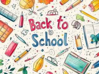 Cute hand drawn back to school pattern lovely school supplies texture background