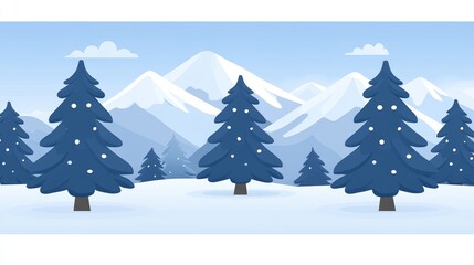 Fototapeta premium Serene Winter Landscape Snowy Mountains Fir Trees Winter Wonderland Scenic Vista