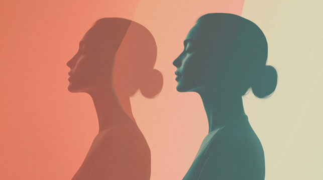 Abstract profile of a woman with double exposure, symbolizing strength, identity, and self-reflection, celebrating empowerment, femininity, and self-awareness, International Women&rsquo;s Day