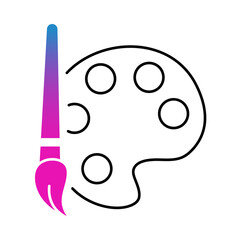 Paint palette and brush icon. Artistic expression, imagination, new concepts, brainstorming, and idea generation. Vector illustration.
